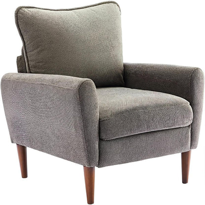 Wide Reading Chair – Cushioned Seat, Wood Legs, Modern - Flyachilles
