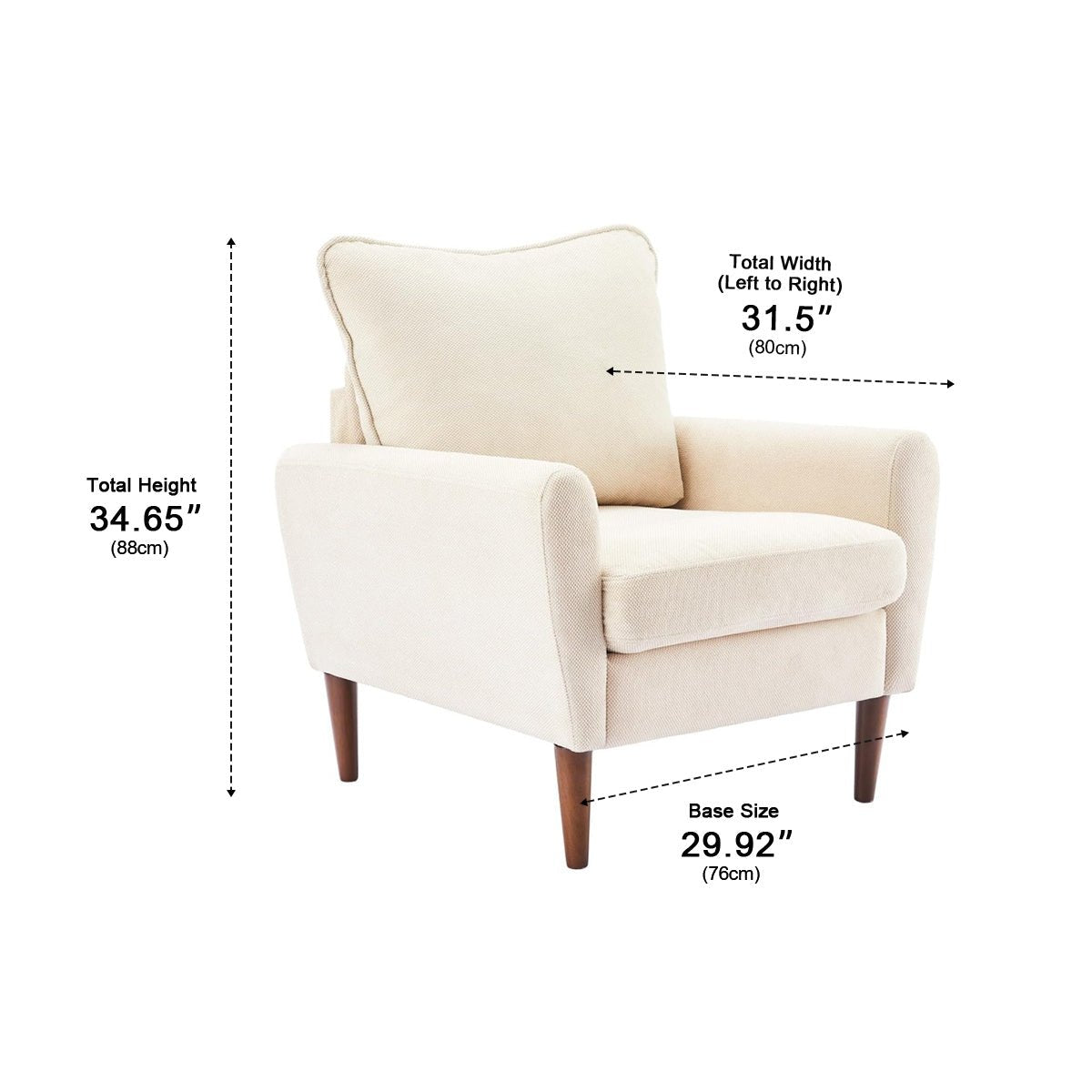 Wide Reading Chair – Cushioned Seat, Wood Legs, Modern - Flyachilles
