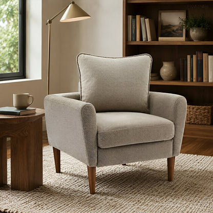 Wide Reading Chair – Cushioned Seat, Wood Legs, Modern - Flyachilles