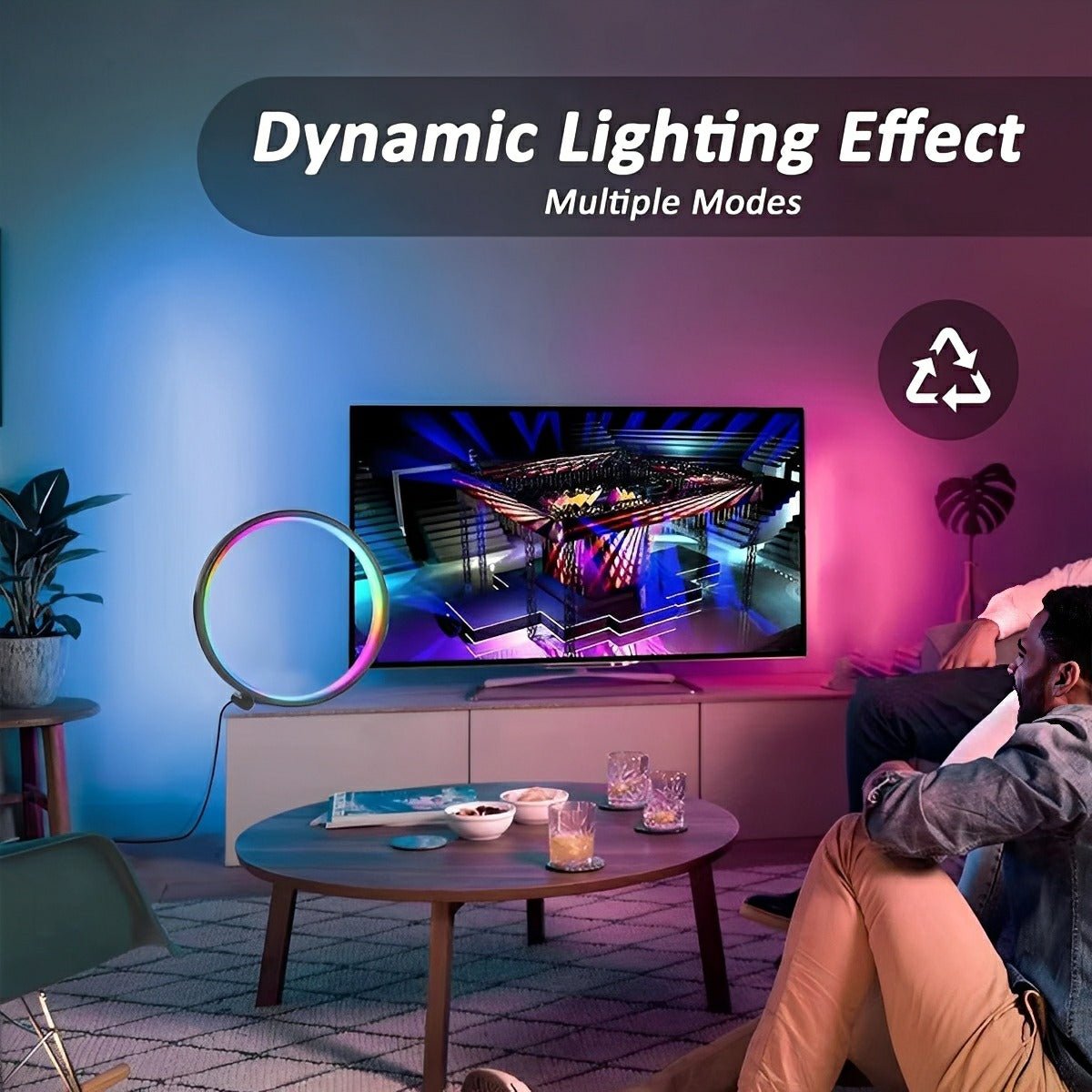 WIFI RGB Dimming Ring - Round Dynamic Ambient Night Lights Table Lamp - Flyachilles