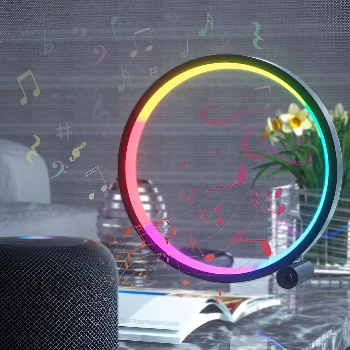 WIFI RGB Dimming Ring - Round Dynamic Ambient Night Lights Table Lamp - Flyachilles