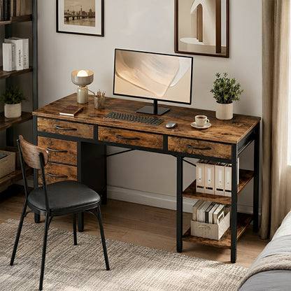 Wood Desk Office With Drawers - Flyachilles