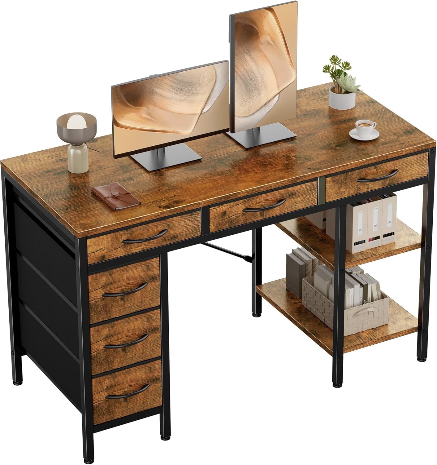 Wood Desk Office With Drawers - Flyachilles