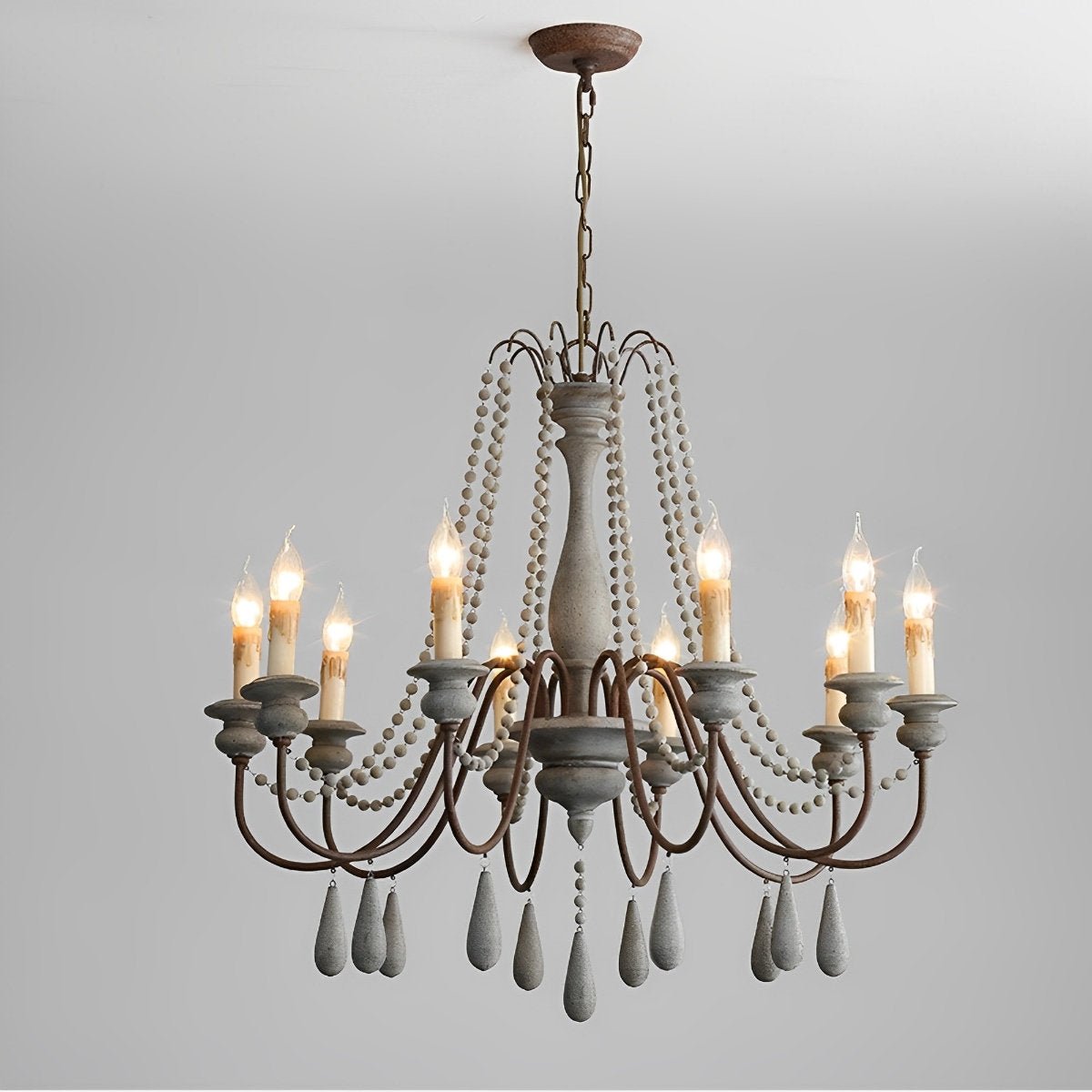 Wood Vintage Rustic Candle Chandelier Light - Flyachilles