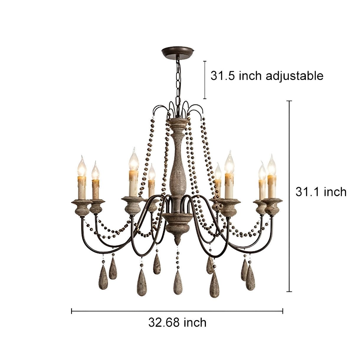 Wood Vintage Rustic Candle Chandelier Light - Flyachilles