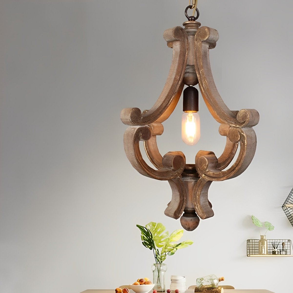 Wood Vintage Rustic Industrial Pendant Light - Flyachilles