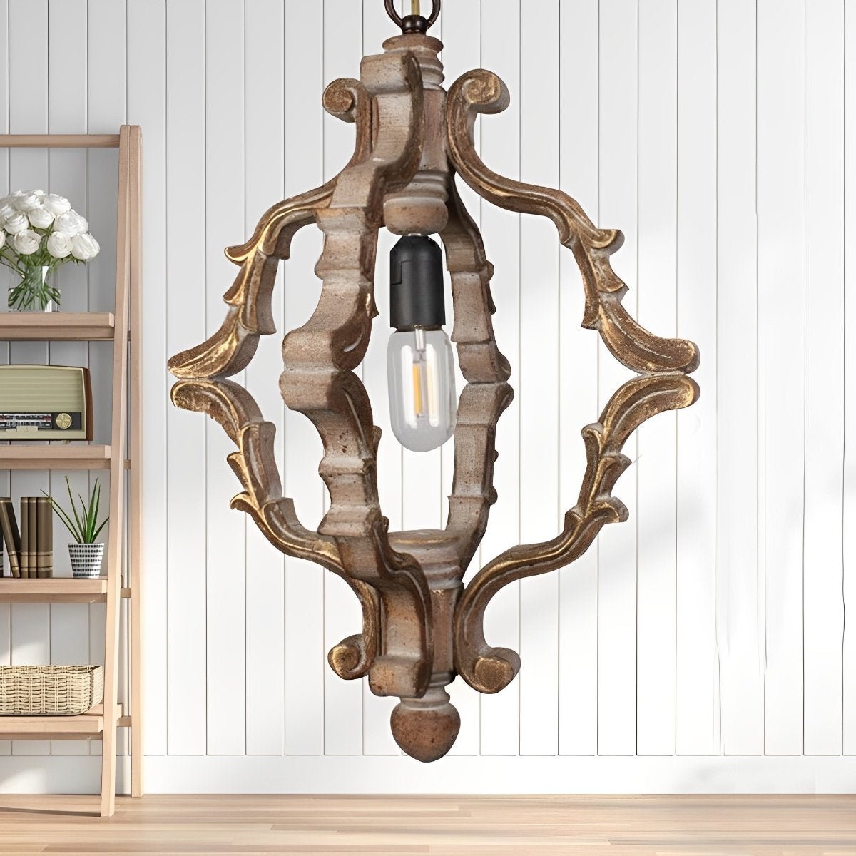 Wood Vintage Rustic Industrial Pendant Light - Flyachilles