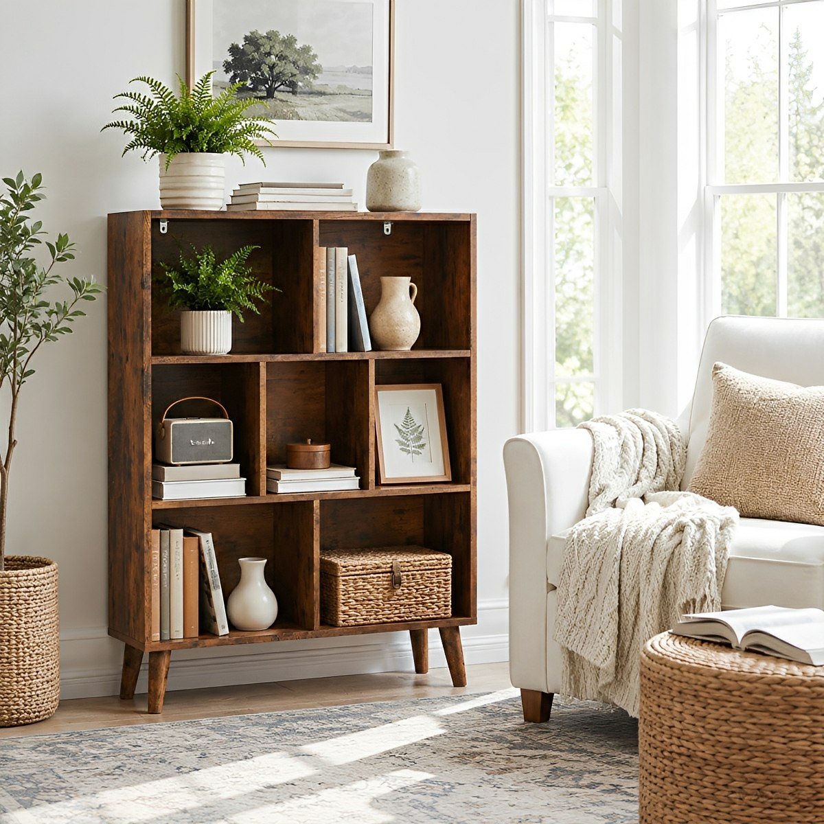 Wooden Cubic Bookshelf 3 - Layer Cabinet Storage Shelf - Flyachilles