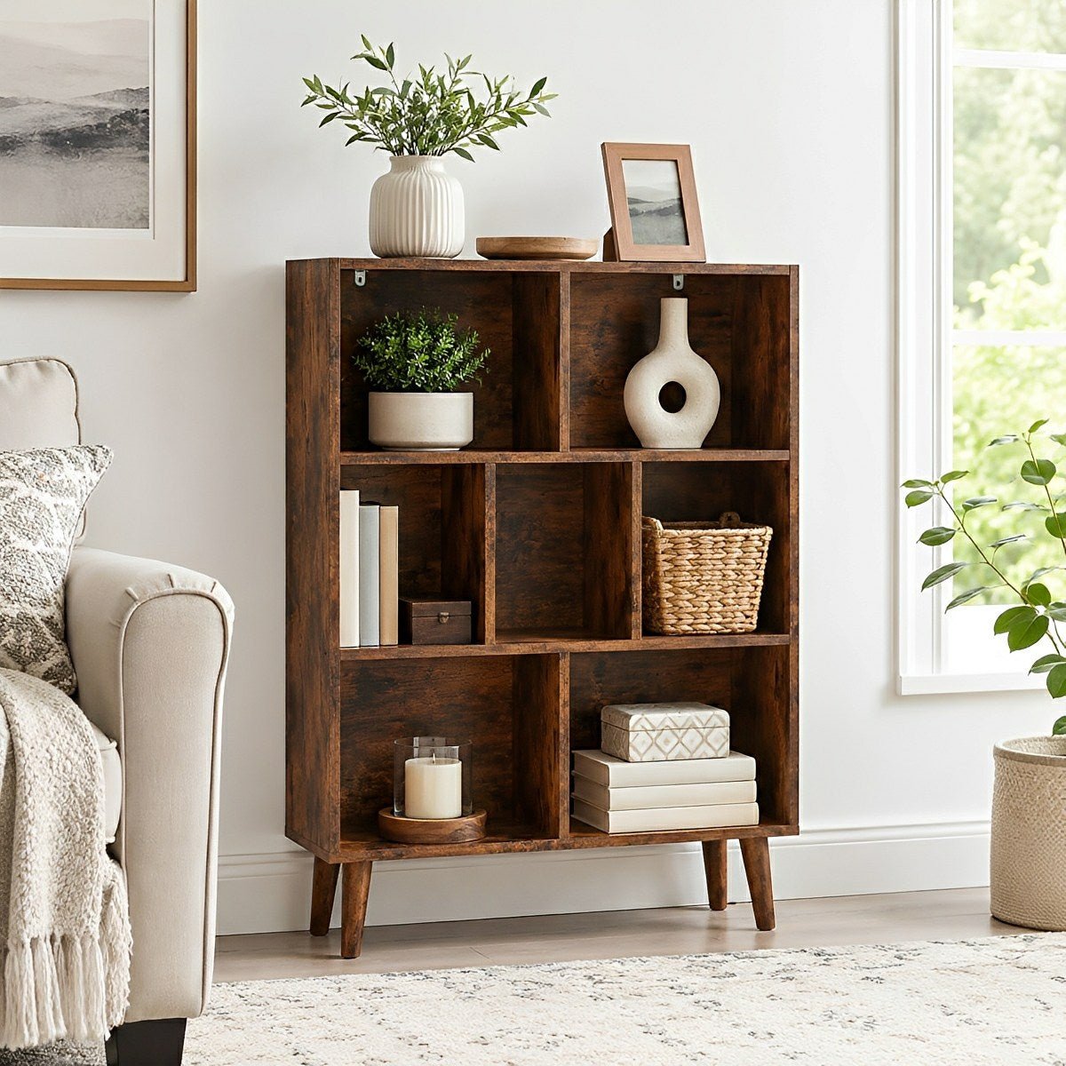 Wooden Cubic Bookshelf 3 - Layer Cabinet Storage Shelf - Flyachilles