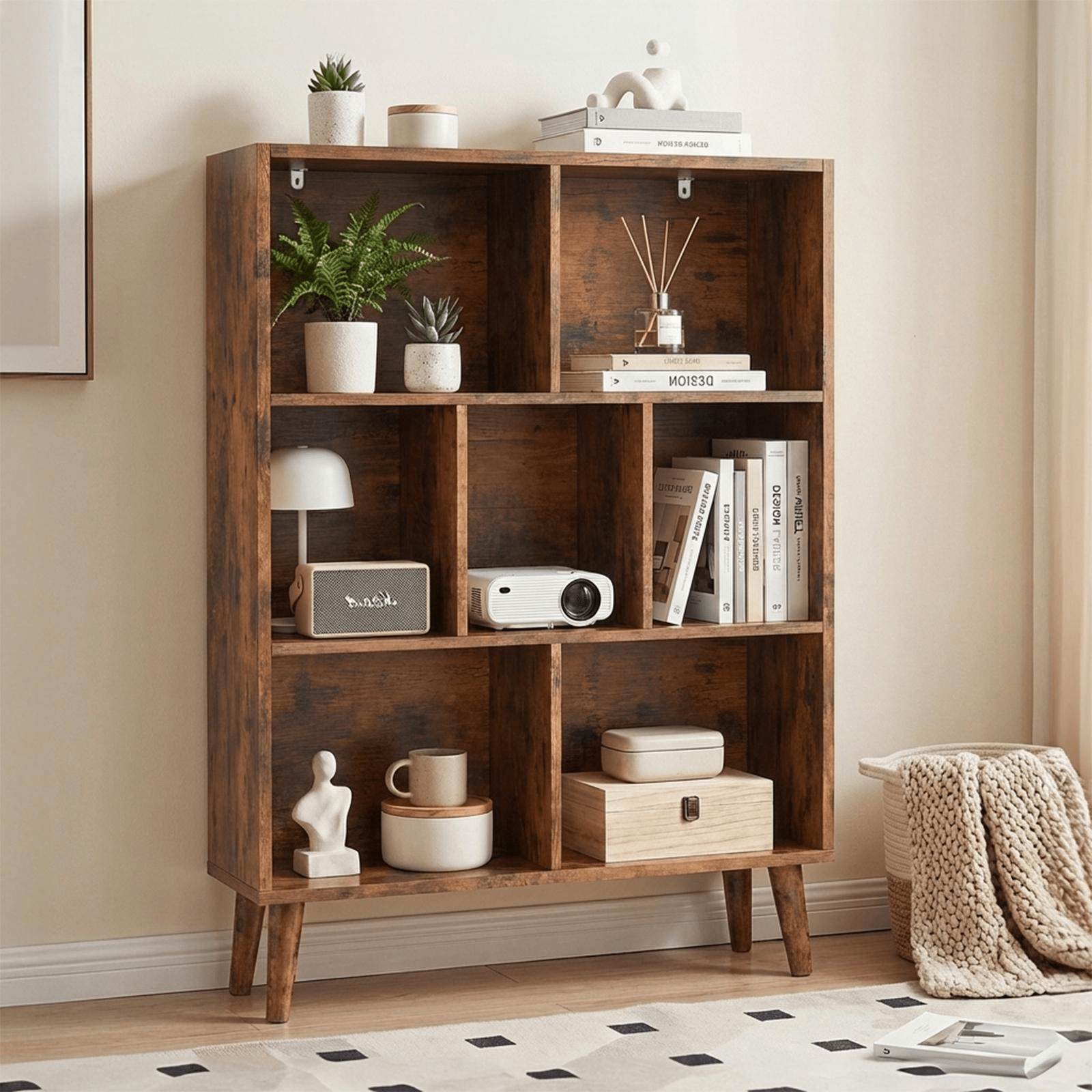 Wooden Cubic Bookshelf 3 - Layer Cabinet Storage Shelf - Flyachilles