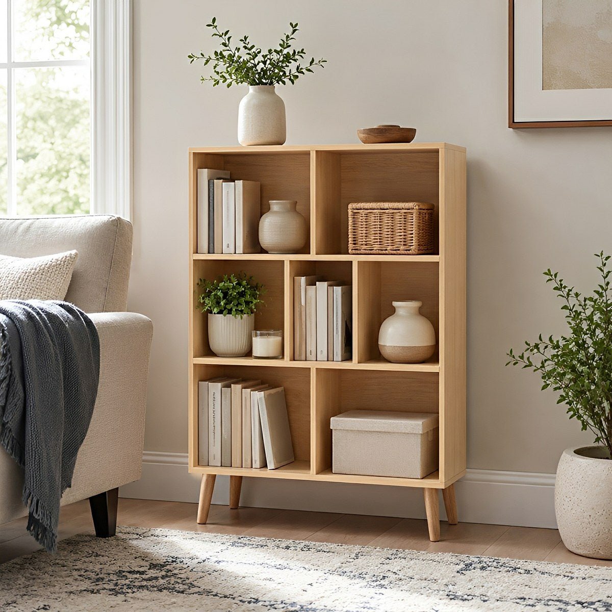 Wooden Cubic Bookshelf 3 - Layer Cabinet Storage Shelf - Flyachilles
