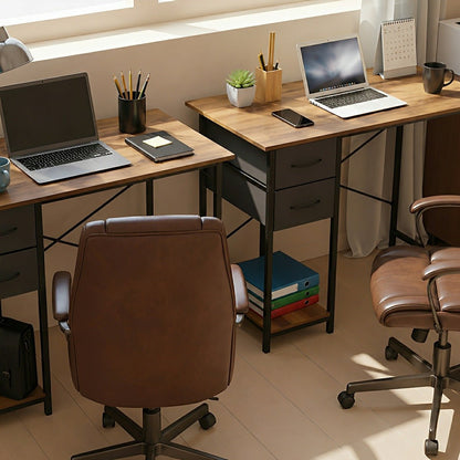 Wooden Writing Desk with Drawer &amp; Hook for Home Office - Flyachilles